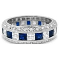thumbnail image 3 of LaRaso & Co His Hers Sterling Blue Sapphire CZ Bridal Wedding Band Engagement Ring Set Men Women, 3 of 5