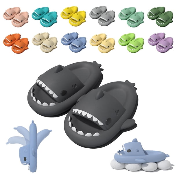 New Cute Shark-themed Slippers And Slides - Unisex Cartoon Cloud Shark Design With Non-slip Soles For Kids
