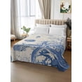 thumbnail image 3 of King Size Flat Sheet Only, Blue Coastal Starfish Soft Brushed Microfiber Bed Sheets, Beach Ocean Nautical Shells Conch Hotel Quality Breathable Bedding Top Sheet, Easy Care, 105"x98", 3 of 9