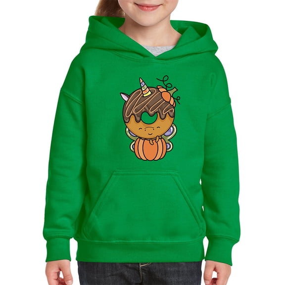 Unicorn Donut With Pumpkin Hoodie Juniors -Image by Shutterstock, x-Large