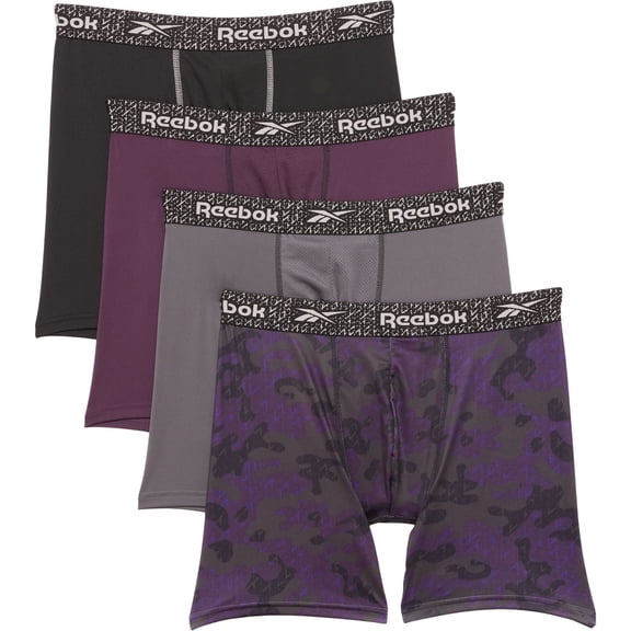 REEBOK MEN'S PACK 4 - 243 P105 PURPLE CAMO - SMALL - UNDERWEAR X4 BOXER BRIEF