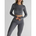 thumbnail image 2 of Biekopu Women Cropped Workout Tops Solid Color Thumb Hole Long Sleeve Yoga Athletic Shirt for Sports Gym Running Activewear, 2 of 5