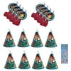 Jake and the Neverland Pirates Birthday Party Supplies Bundle includes 8 Party Hats, 8 Party Blowouts, 1 Dinosaur Sticker Sheet