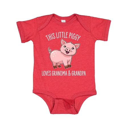 

Inktastic This Little Piggy Loves Grandma and Grandpa- Cute Gift Baby Boy or Baby Girl Bodysuit