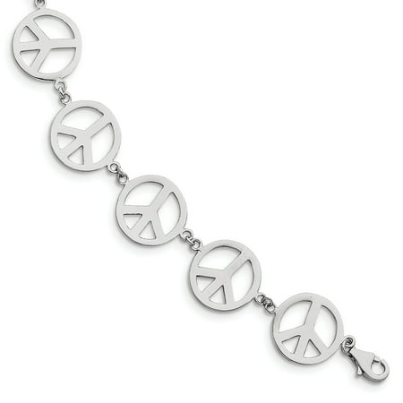 Womens Peace Bracelet - 925 Sterling Silver Peace Symbol Bracelet For Women