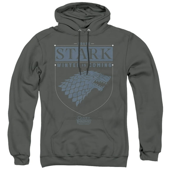 Game of Thrones House Stark Sigil Unisex Adult Pull-Over Hoodie,Charcoal, Large