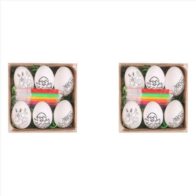 12 Piezas de Huevos de Pascua DIY Pintados A Mano 2024 Huevos de Regalo Hecho A Mano para Niños Kit de Pintura de Huevos de Pascua-C