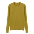 thumbnail image 6 of Uqiangy Womens Fashion Women's Retro Crew Neck Sweater Comfort Color Sweatshirts 2025 Fall Trendy Long Sleeve Womens Cable Knit Sweater Fall Outfits for Women 2025 Trendy Yellow S, 6 of 8