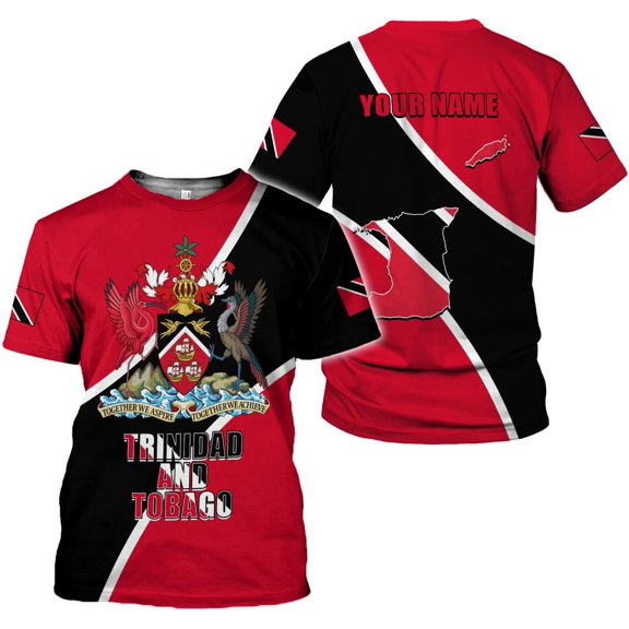 Personalized Trinidad and Tobago Shirt Trinidad and Tobago Coat of Arms Flag ShirtsTrinidad and Tobago Crest (S)