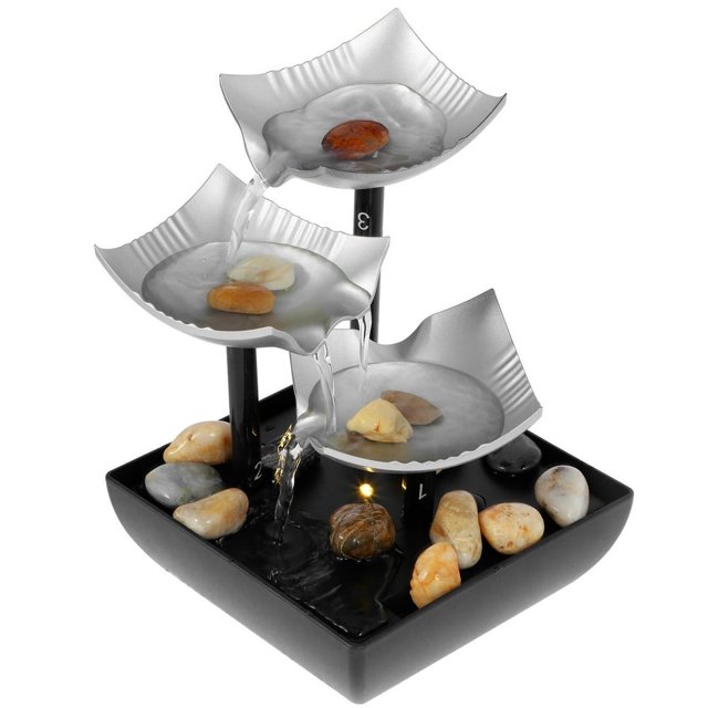 HLONK 20004744701to Plastic Tabletop Water Fountain with LED Light Indoor Black