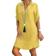 thumbnail image 5 of 3/4 Sleeve Dresses for Women Fashion Casual T Shirt Loose Solid Color V Neck Dress Sundress, 5 of 5