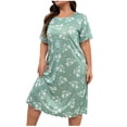 thumbnail image 1 of Robe Grande Taille pour Femmes à Manches Longues, Col Rond, Chemise de Nuit, Robe T-Shirt, 1 Pce, 1 of 6