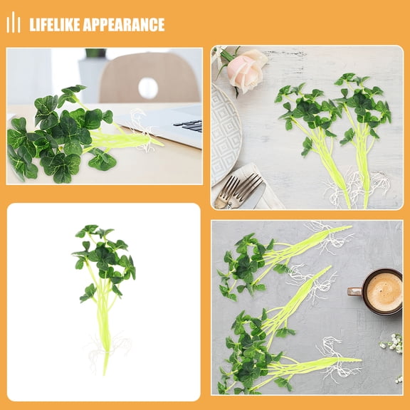 MERRYHAPY 6PCS Realistic Faux Shamrock Plant Stems Set Green Artificial Plants for Home Decor Coffee Table Bookshelf Decoration