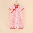 thumbnail image 4 of Vestido Qipao Cheongsam para niñas, Vestido Floral y a Cuadros de Verano para niñas pequeñas, Vestido Informal para niñas pequeñas, 100 cm, 4 of 5
