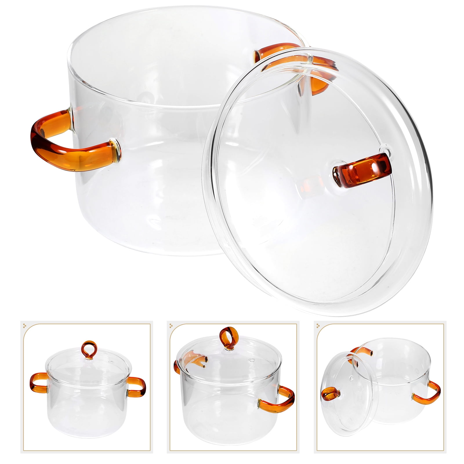 Glass Stockpot Kitchen Noodle Pot Double Handle Cooking Pot Instant Noodle Boiling Pot Kitchen Pot