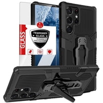 For Samsung Galaxy S23 Ultra 5G Rugged Case with Screen Protector & Belt Clip,Decase Dual Layer [TPU  PC] Hybrid Protective Case [Outdoor Sports] Full Body Shockproof Hard Back Cover,Black