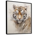 thumbnail image 2 of Designart "Beige Tiger In Minimalism III" Animals Tiger Floater Framed Canvas Prints, 2 of 5