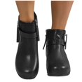 thumbnail image 5 of Tawop Womens Boots Ankle Short Boots Buckle Winter Fall Black Boots, 5 of 5