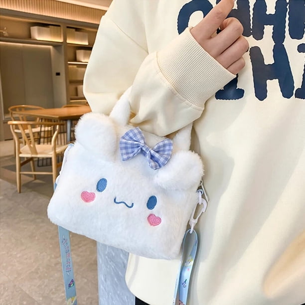 Sanrio-bolsa Kawaii Kuromi Cinnamoroll My Melody para mujer y niña, bolso de felpa de dibujos animados, bolsa de cosméticos, bolsa de almacenamiento de viaje, regalos