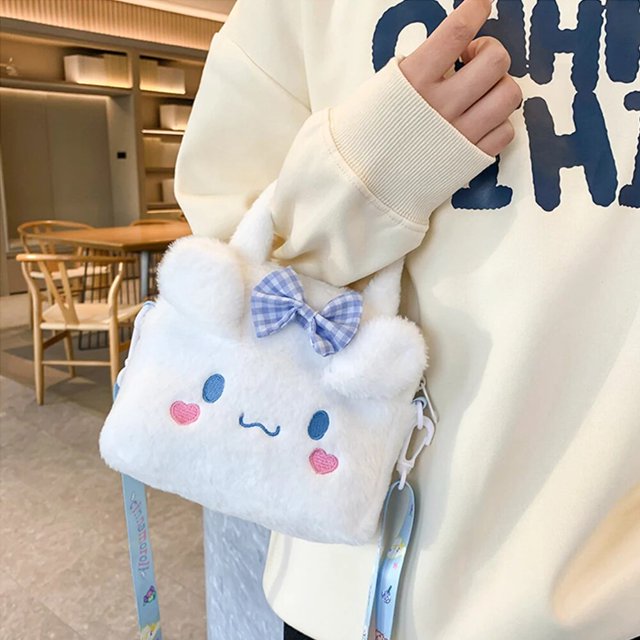 Sanrio-bolsa Kawaii Kuromi Cinnamoroll My Melody para mujer y niña, bolso de felpa de dibujos animados, bolsa de cosméticos, bolsa de almacenamiento de viaje, regalos