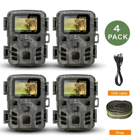 SuntekCam 24MP 1080P Mini Game Camera 4 Pack Trail Camera Wildlife Waterproof Hunting Camera Trail Monitor