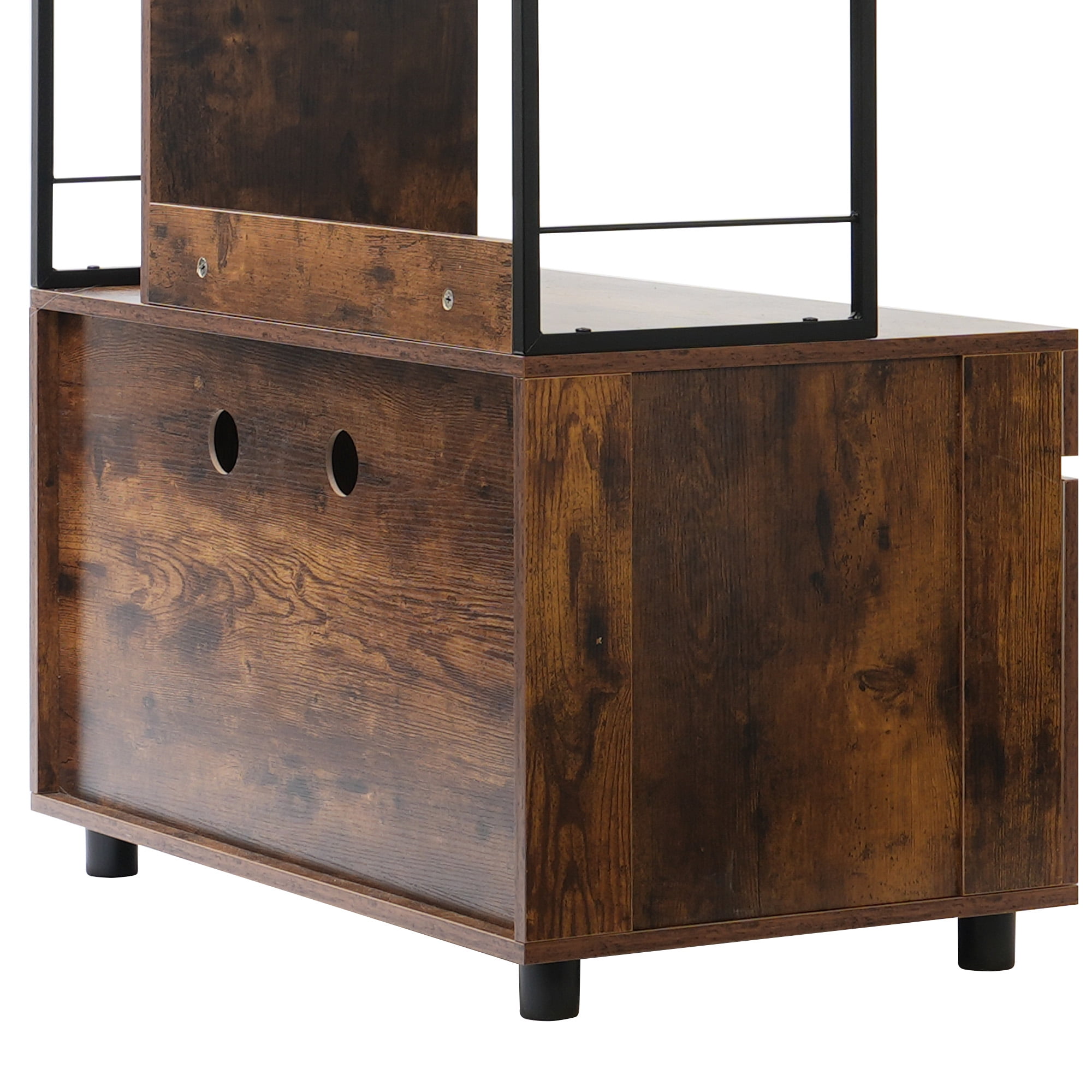 Pefilos 59" Cat Litter Box Enclosure Furniture with Shelves, Hidden Litter Box with Scratching Posts, litter box furniture ,Wooden Cat Tree Tower, Brown Pefilos 59" Cat Litter Box Enclosure Furniture with Shelves, Hidden Litter Box with Scratching Posts, litter box furniture ,Wooden Cat Tree Tower, Brown