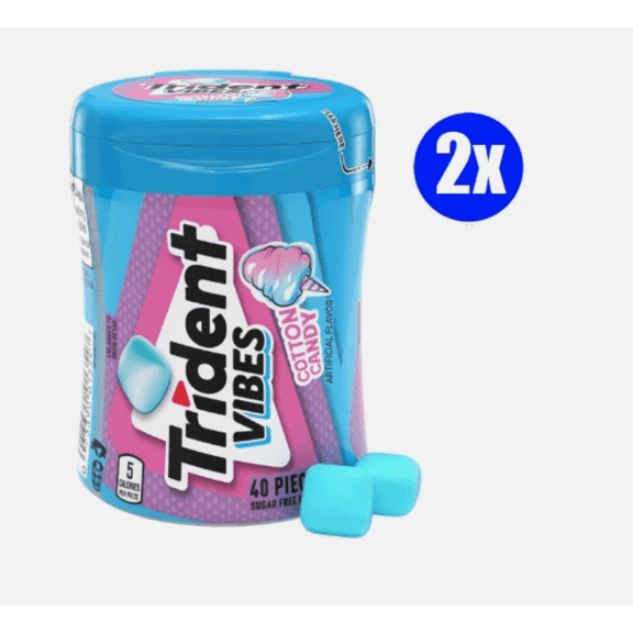 TRIDENT VIBES COTTON CANDY GUM 40 CT x 6