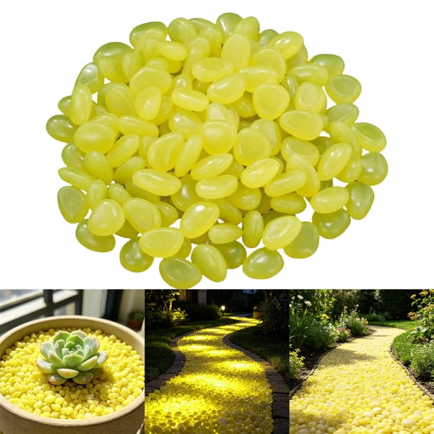 Piedras Luminosas para Decoración de Jardín y Acuario, Guijarros que Brillan en la Oscuridad, Resina Natural, Uso Interior y Exterior, 150 Piezas