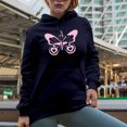thumbnail image 2 of Pink Butterfly Merch Gift, Navy Blue Hooded Sweatshirt or Hoodie, Medium, 2 of 5
