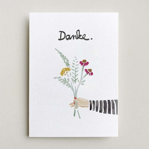 Thank You Card with Floral Design – Elegant Thank You Note with “Danke” Message – Perfect for Any Occasion – Blank Inside, Envelope Included