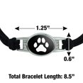 thumbnail image 2 of Paw Print Dog Cat White on Black Novelty Suede Leather Metal Bracelet, 2 of 6
