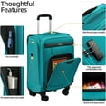 thumbnail image 5 of TIAWOLT Carry On Luggage 22x14x9 Airline Approved with Wheels,2-piece Luggage Set,Softside Expandable Luggage Suitcase with TSA Lock&Carry-on UnderSeat travel Duffle Bag,Weekender Bag-Green, 5 of 10