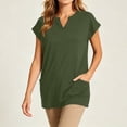 thumbnail image 7 of TGSLY Women's V Neck Tunic Tops Dressy Casual Short Sleeve Solid Color Shirts Relaxed A-Line Fit Curved Hem Blouses with Side Pockets XXXL, 7 of 7