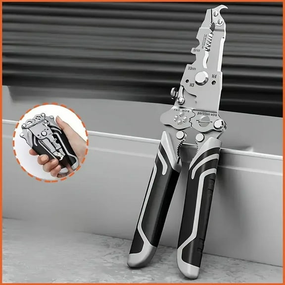 DEXIMRO 18 in 1 Foldable Wire Strippers, Stainless Steel Electrical Wire Stripper Crimper Multifunctional Folding Stripping Pliers for Electricians Home Construction Supplies