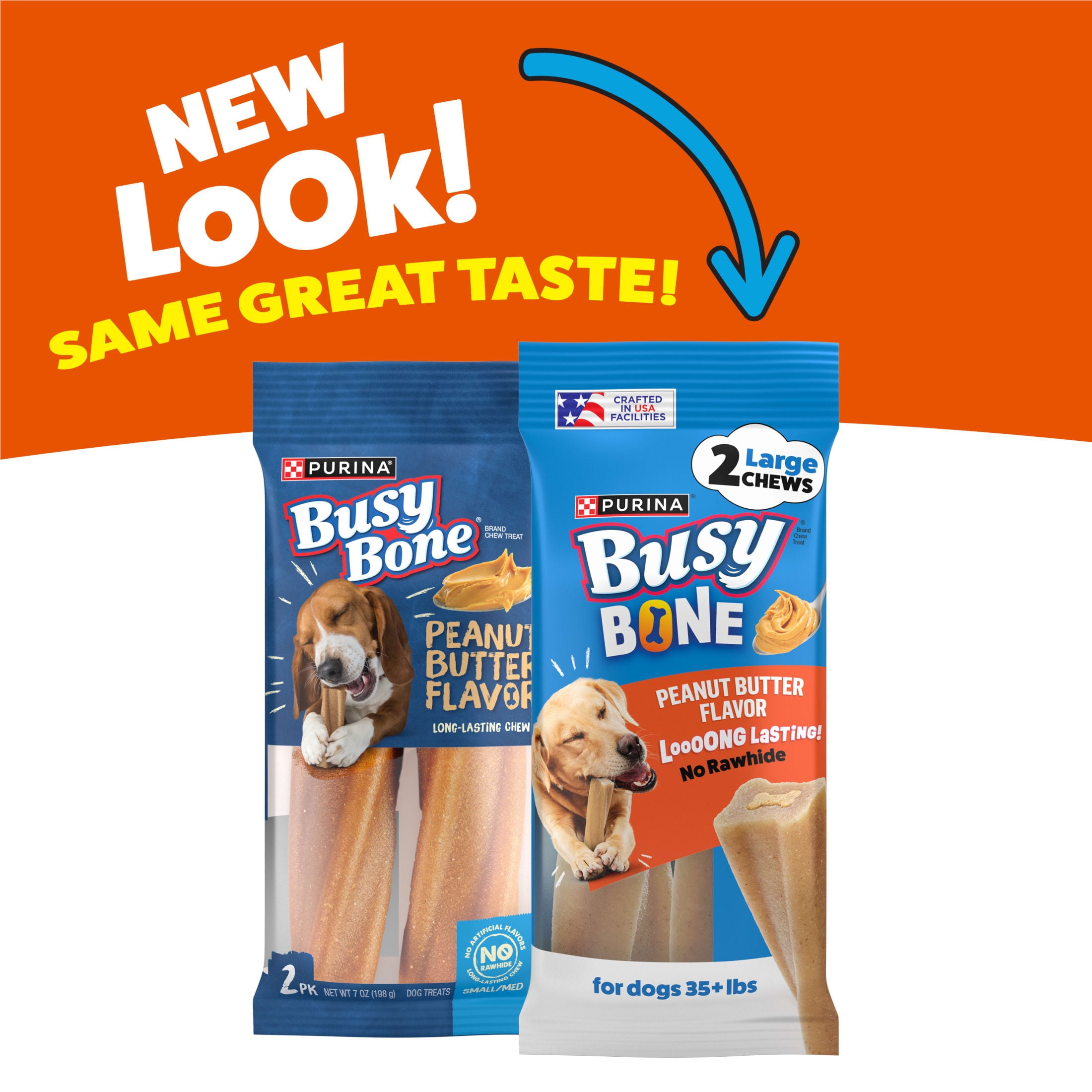 (4 pack) Purina Busy Bone Adult Dog Chew Bone Treats, Peanut Butter, 7 oz.