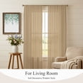 thumbnail image 5 of Camel Striped Sheer Curtains 84 Inches Long, Farmhouse Vintage Camel Stripes Light Filtering Window Curtains for Living Room/Bedroom, Rod Pocket Voile Sheer Curtain Drapes, 52"W x 84"L, 2 Panels, 5 of 9