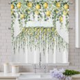 thumbnail image 2 of 3 Pieces Swag Kitchen Curtains Set, Eucalyptus Lemon Valance Swag & Small Window Tier Curtain 24 Inches Long, Sage Green Plant Leaf Yellow Fruit 56" x 36" Valance Topper Drapes for Cafe/Bedroom, 2 of 9