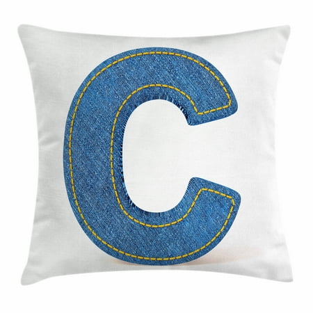 Letter C Throw Pillow Cushion Cover Alphabet Sign Writing Language Symbol Uppercase Denim Retro Design Sches Decorative Square Accent Letter C Throw Pillow Cushion Cover Alphabet Sign Writing Language Symbol Uppercase Denim Retro Design Sches Decorative Square Accent