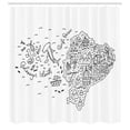 thumbnail image 2 of Ambesonne Ecuador Shower Curtain, Infographic Doodle Line Map, 69"Wx75"L, Charcoal Grey and White, 2 of 4
