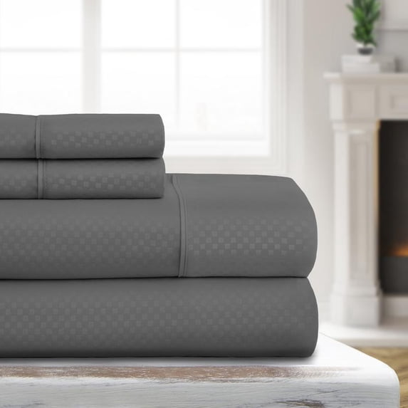 Luxury Ultra Soft Checkered 4 Pc Sheet Set By Sharon Osbourne Home