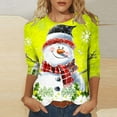 thumbnail image 2 of GERsome Womens Christmas Tops Women's Cute Xmas Snowman Shirts Funny Graphic 3/4 Length Sleeve Tops Round Neck Shirt Basic Ladies Clothing Size L, 2 of 5
