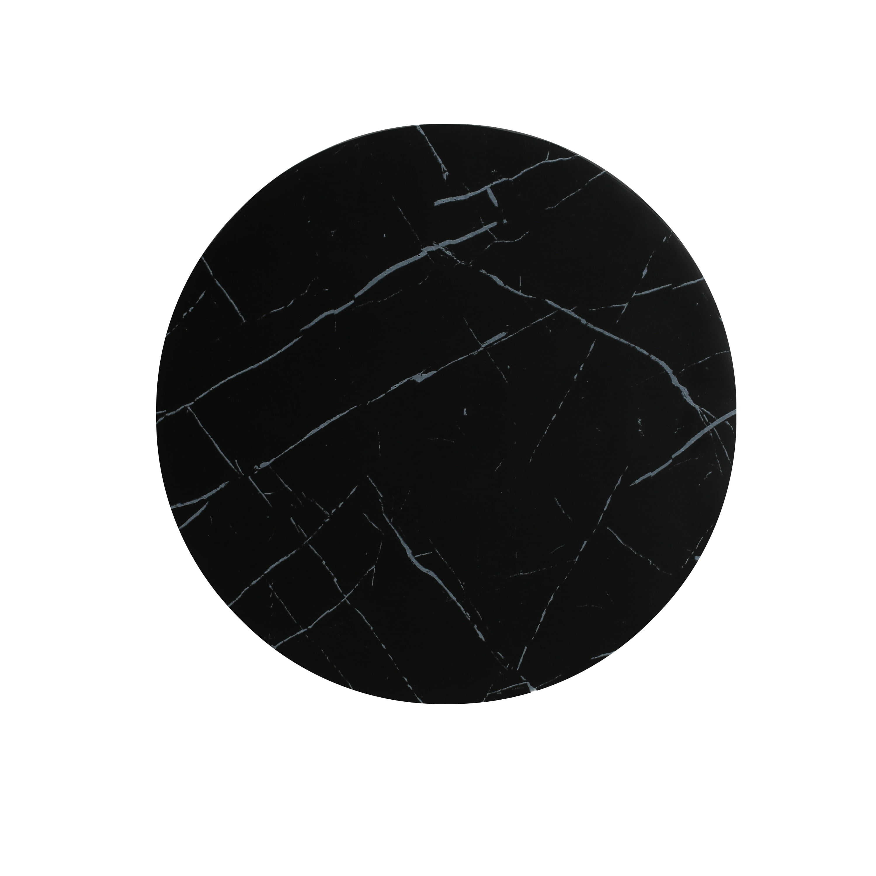 Travertine Side Table, Outdoor Light Weight Concrete End Table for Patio Garden, Black Marble