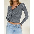 thumbnail image 7 of IWEMEK Long Sleeve Tops for Women Crew Neck Tight Fitting Tee Shirt Black Casual Fall Pullover Size XL, 7 of 7