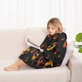 thumbnail image 4 of Spooky Halloween Faces Pattern Blanket Hoodies for Kids 6-13YR Oversize Wearable Blanket Hoodies for Boys Girls Teens, 4 of 7