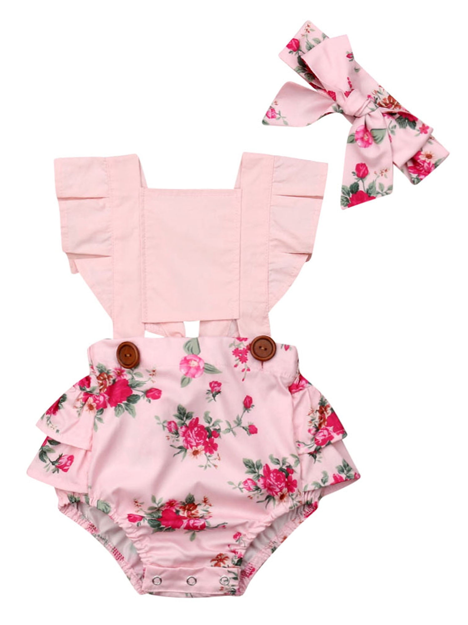 GSHOOTS Baby Girls Ruffle Romper Newborn Sleeveless Onesie Infant Flutter Sleeve Bodysuit Linen Jumpsuit 