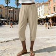 thumbnail image 6 of Casual Capri Pants for Women Summer Lightweight Drawstring Elastic Waist Pants with Pockets by Yigetop Beige 2XL, 6 of 7
