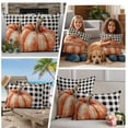 thumbnail image 5 of Fall Outdoor Waterproof Pillow Covers, Thanksgiving Orange Pumpkin Black Buffalo Plaid Decorative Square Throw Pillowcase Sofa Cushion Sham for Patio/Couch/Chair, 16"x16" 2 Pack, 5 of 8