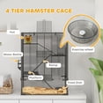 thumbnail image 4 of PawHut Deep Glass Bottom Hamster Cage, 4 Tiers Hamster Tank with Running Wheel, Hut, Water Bottle, Food Dish, Rat Cage, Black, 24" x 16" x 31.5", 4 of 9