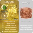 thumbnail image 4 of SUDDUS Cadena de luces LED para exteriores de 33 pies, 100 luces LED de color blanco cálido, funciona con pilas con mando a distancia, luces LED parpadeantes para dormitorio, patio trasero, boda, árbo, 4 of 5