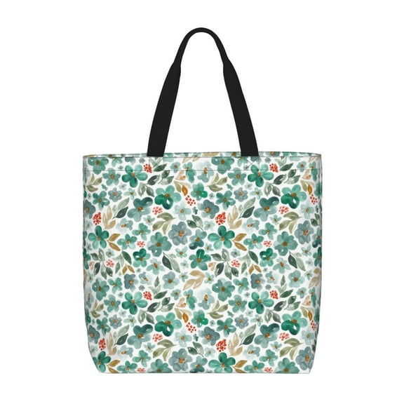 Hirioo Floral In Teal for Tote Bag for Women, Quilted Shoulder Bag with Zipper, Large Capacity Handbags for Casual, Travel, Work